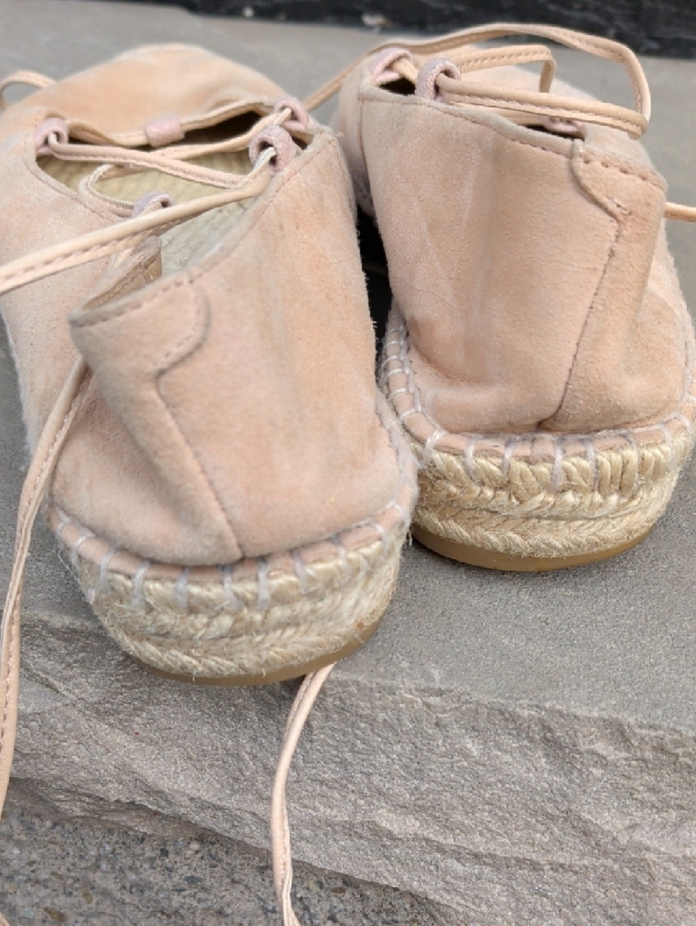 Romena Handmade In Spain Lace Up Women's Suede Espadrille Flats in Blush - Picture 9 of 11